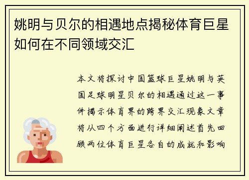 姚明与贝尔的相遇地点揭秘体育巨星如何在不同领域交汇